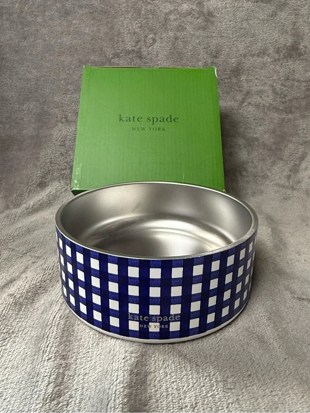 Kate Spade Navy Gingham pet bowl